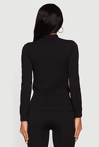 Trendy Textured Knit Zip Front Track Jacket