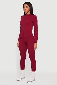 Trendy Textured Knit Zip Front Track Jacket