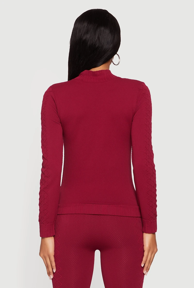 Trendy Textured Knit Zip Front Track Jacket