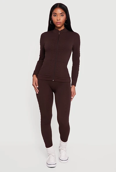 Seamless High Waisted Textured Knit Leggings