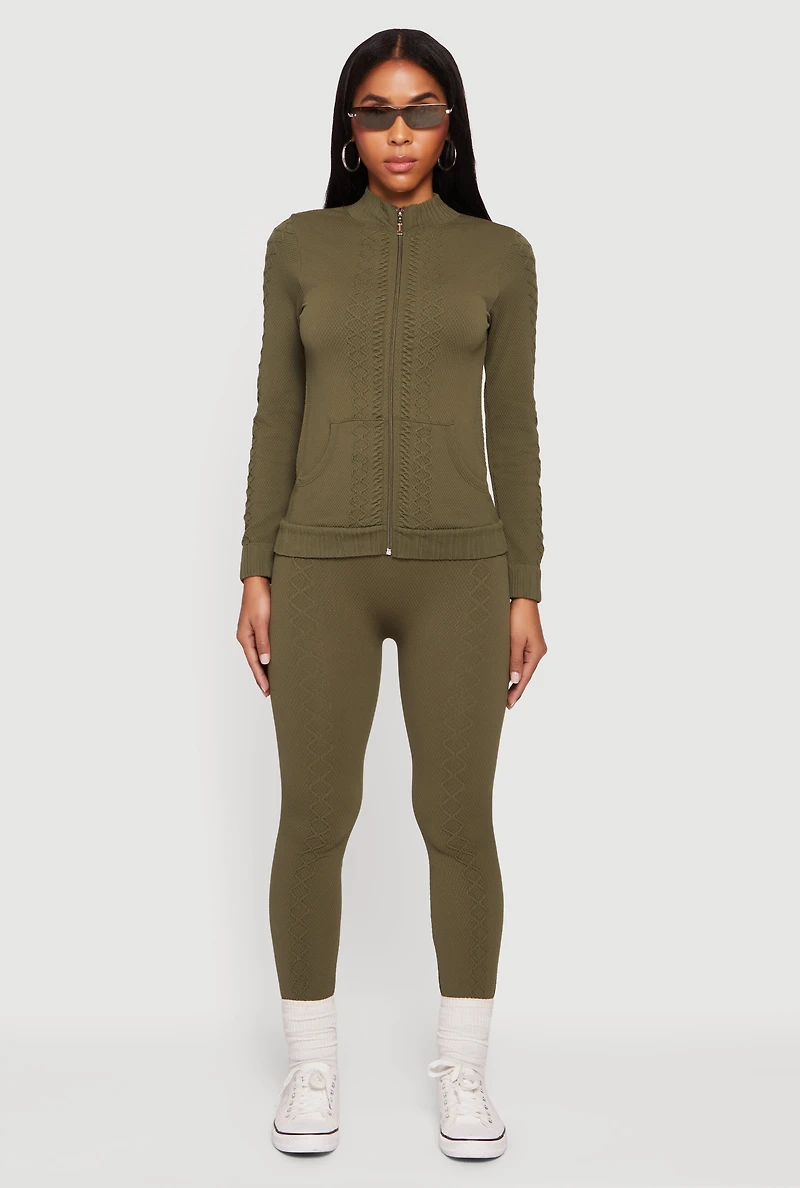 Seamless High Waisted Textured Knit Leggings