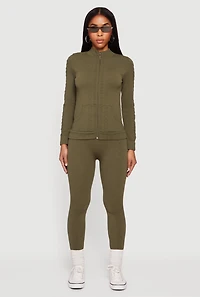 Seamless High Waisted Textured Knit Leggings
