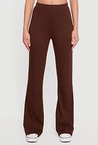 Solid High Waisted Pull On Flare Leg Pants
