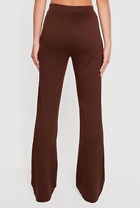 Solid High Waisted Pull On Flare Leg Pants