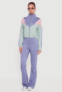 Solid High Waisted Pull On Flare Leg Pants