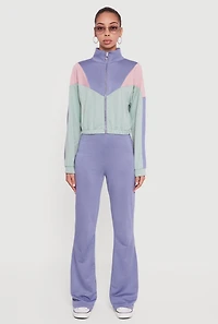 Solid High Waisted Pull On Flare Leg Pants