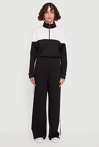 Color Block Half Zip Mock Neck Sweatshirt