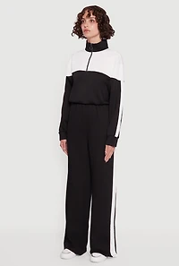 Color Block Half Zip Mock Neck Sweatshirt