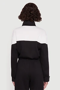 Color Block Half Zip Mock Neck Sweatshirt