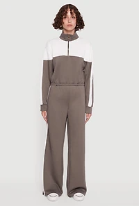 Color Block Half Zip Mock Neck Sweatshirt