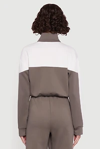 Color Block Half Zip Mock Neck Sweatshirt