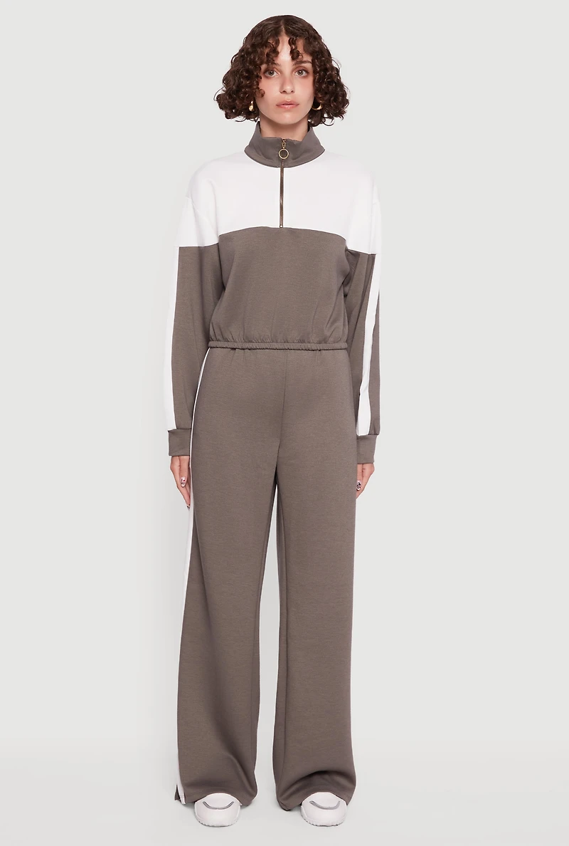 Side Stripe Elastic Waist Wide Leg Sweatpants