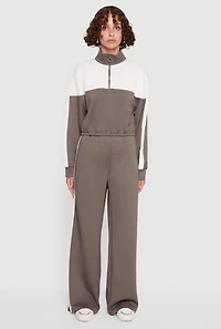 Side Stripe Elastic Waist Wide Leg Sweatpants