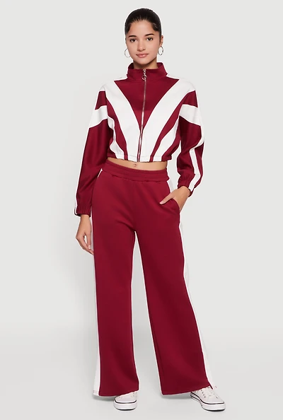 Scuba Side Stripe Pull On Straight Leg Pants