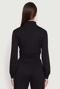 Womens Color Block Cropped Zip Front Track Jacket,