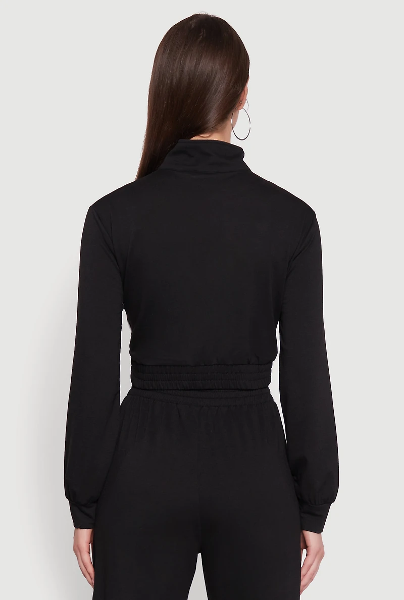 Womens Color Block Cropped Zip Front Track Jacket, M