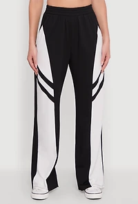 Womens Color Block Wide Leg Sweatpants,