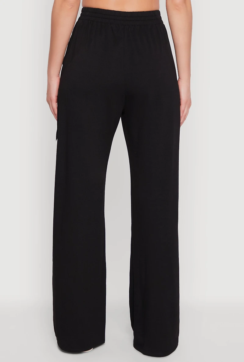 Womens Color Block Wide Leg Sweatpants,