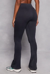 Womens Ribbed Knit Pull On Pants, Black, Size M