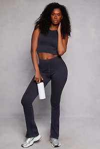 Womens Seamless Ribbed Knit Cropped Tank Top, M