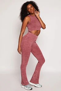 Womens Seamless Ribbed Knit Cropped Tank Top, Burgundy, Size S