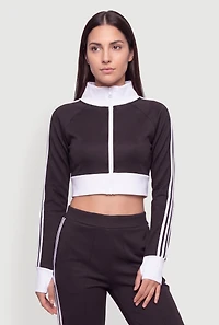 Varsity Stripe Cropped Track Jacket