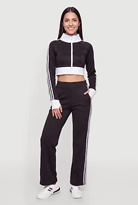 Varsity Stripe Cropped Track Jacket