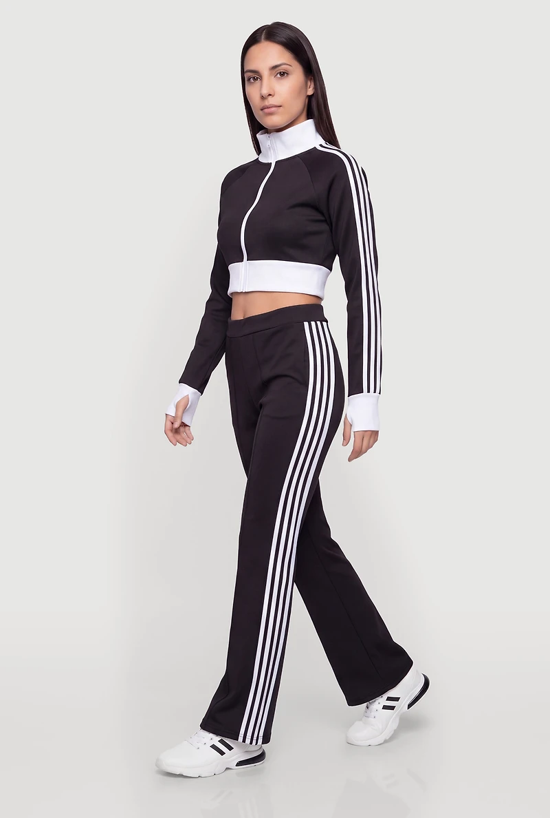 Varsity Stripe Cropped Track Jacket
