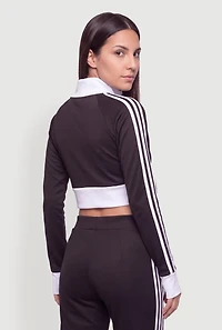 Varsity Stripe Cropped Track Jacket