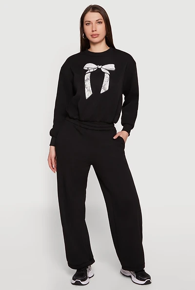 Solid Wide Leg Sweatpants