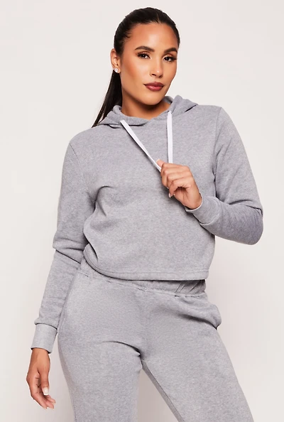 Womens Pullover Fleece Hoodie, Grey, Size M