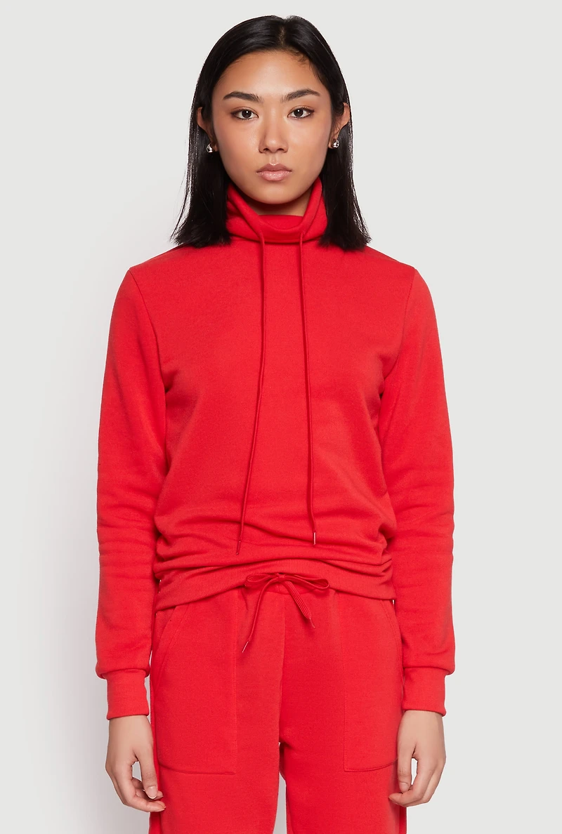 Womens Funnel Neck Sweatshirt, Red, Size M