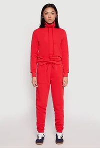 Womens Funnel Neck Sweatshirt, Red, Size L