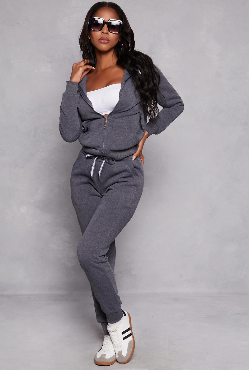 Fleece High Waist Drawstring Joggers