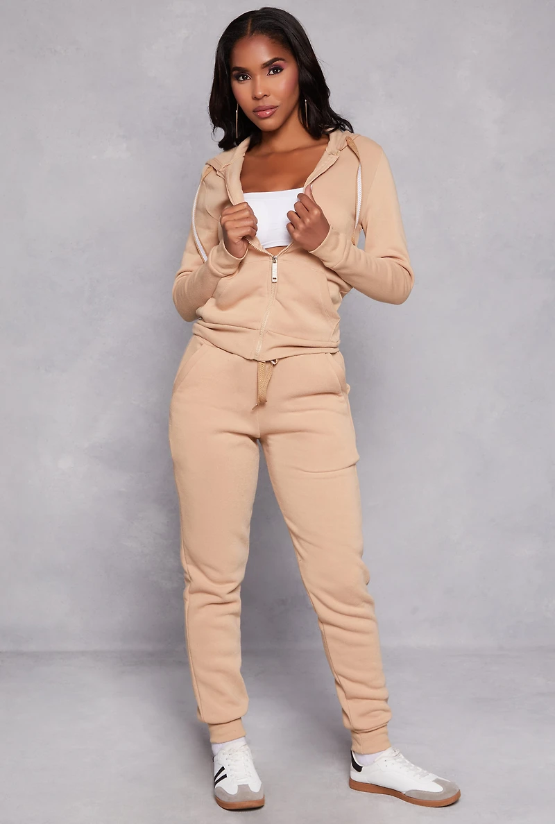 Fleece High Waist Drawstring Joggers