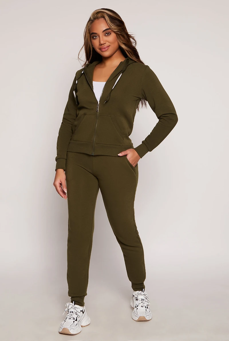 Fleece High Waist Drawstring Joggers