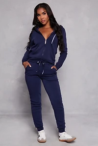 Fleece High Waist Drawstring Joggers