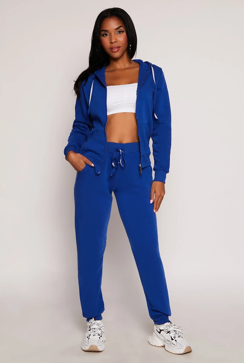 Fleece High Waist Drawstring Joggers