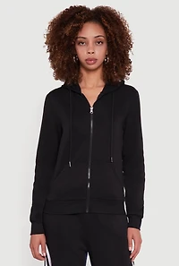 Womens Zip Front Drawstring Hoodie,