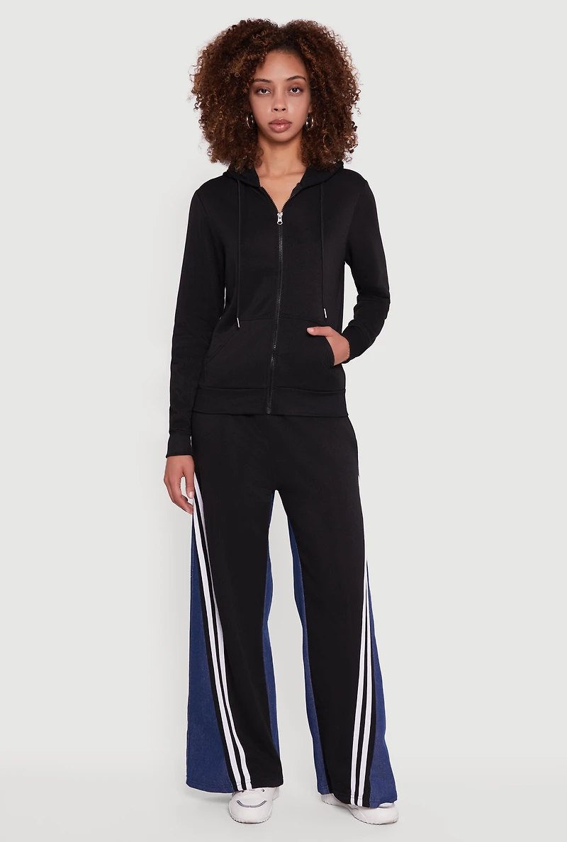 Womens Zip Front Drawstring Hoodie,