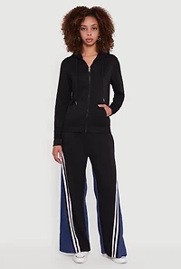 Womens Zip Front Drawstring Hoodie,