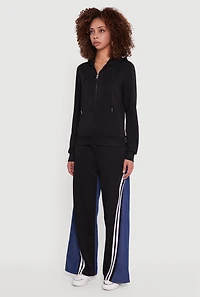 Womens Zip Front Drawstring Hoodie,