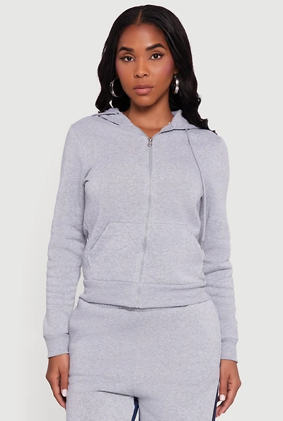 Zip Front Drawstring Hoodie