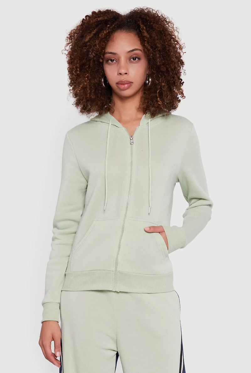 Zip Front Drawstring Hoodie