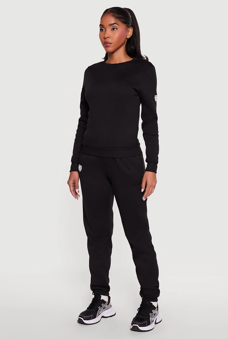 Graphic Patch Detail Fleece Sweatpants