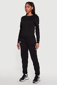 Graphic Patch Detail Fleece Sweatpants