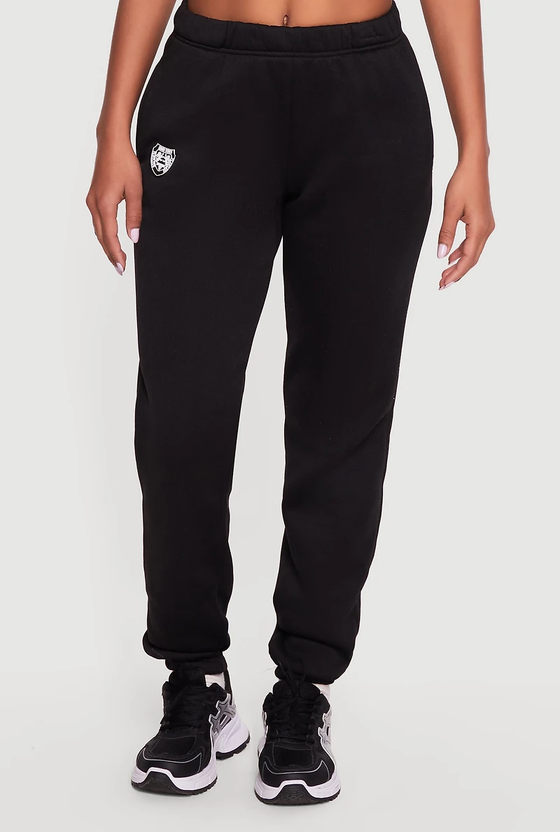 Graphic Patch Detail Fleece Sweatpants