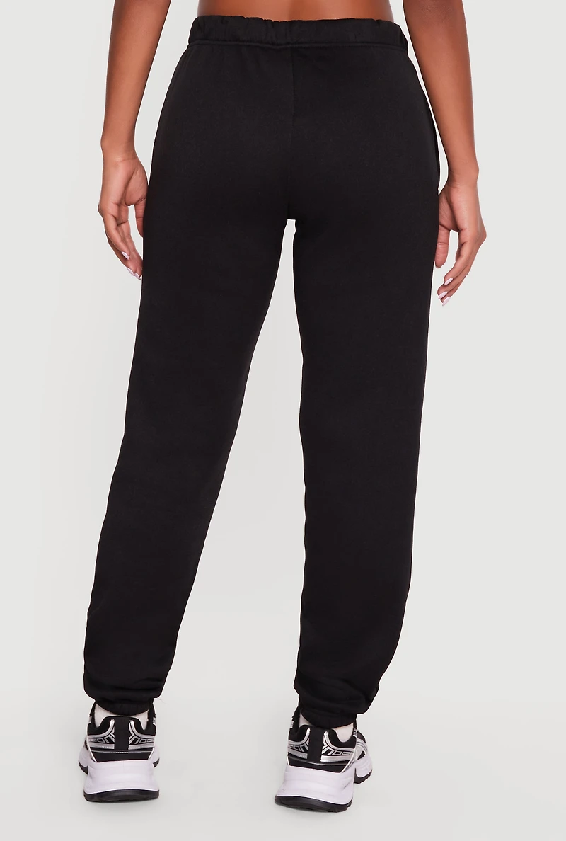 Graphic Patch Detail Fleece Sweatpants