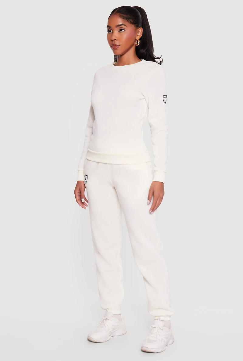 Graphic Patch Detail Fleece Sweatpants