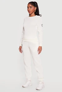 Graphic Patch Detail Fleece Sweatpants